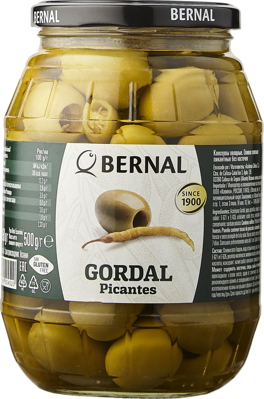 ОЛИВКИ ГОРДАЛЬ КРУПНЫЕ ПИКАНТНЫЕ, Б/К, 950 Г