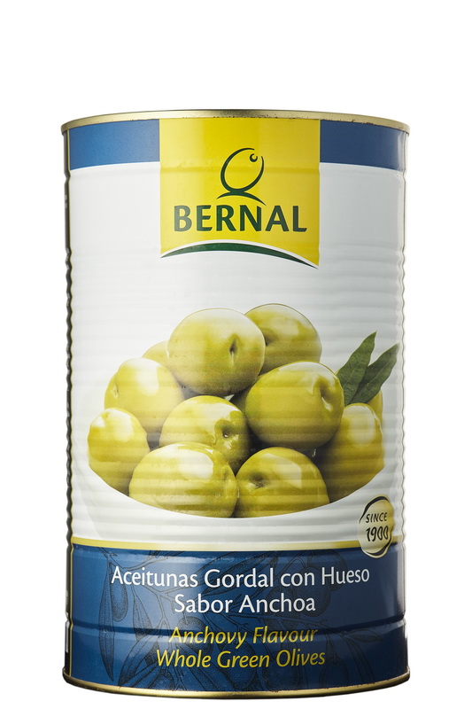 ОЛИВКИ ГОРДАЛЬ КРУПНЫЕ, С/К, В АНЧОУСНОМ РАССОЛЕ 4,15 КГ