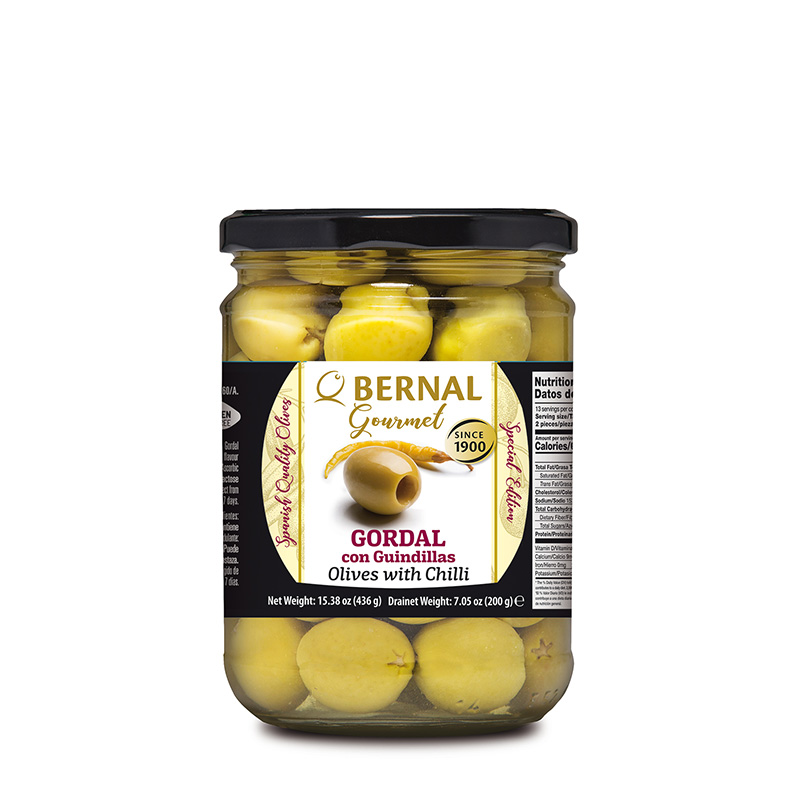 ОЛИВКИ ГОРДАЛЬ С ОСТРЫМ ПЕРЦЕМ 436 Г